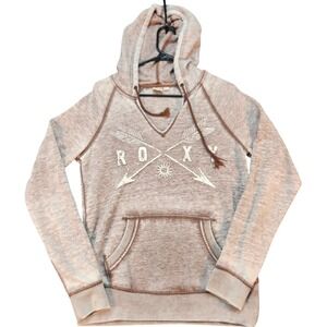 Roxy Hoodie Pullover Arrows Graphic V-Neck Sweatshirt Casual Comfy M‎